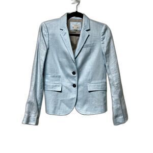 J. CREW FACTORY Light Blue 100% Linen 4-Pocket Blazer, Sz 0